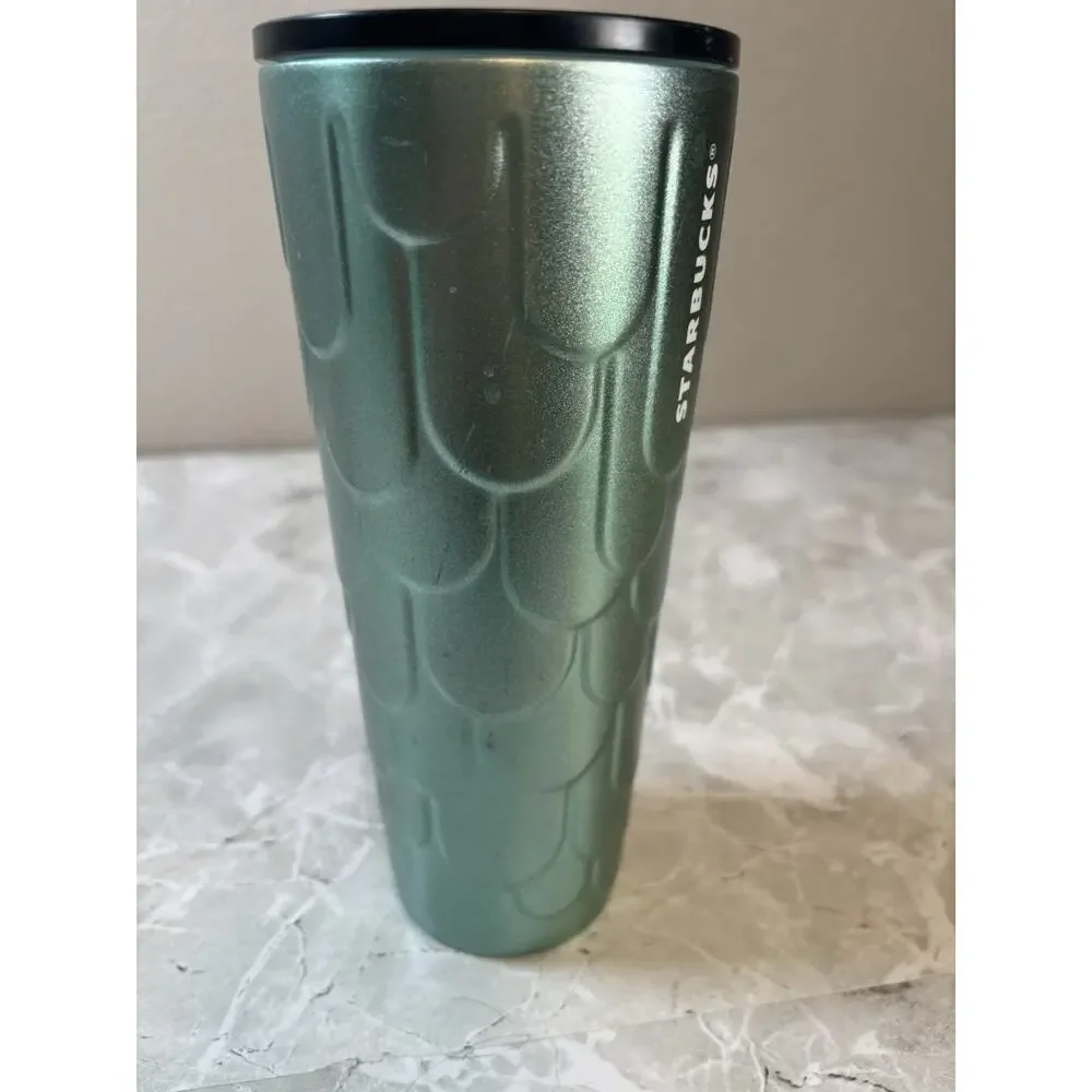 Starbucks 2022 Stainless Steel Mermaid‎ Scales Venti Tumbler Cold Cup Green 24oz